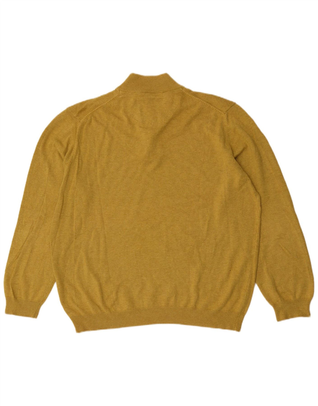 Pulover Massimo Dutti pentru bărbați, cu fermoar și gât, bumbac galben 2XL