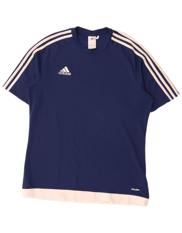Tricou Adidas Climalite pentru bărbați Top mare, albastru bleumarin, poliester color bloc
