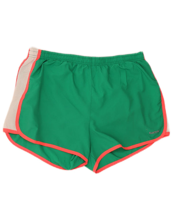 Pantaloni scurti sport Reebok pentru femei UK 12 Medium Green Colorblock Poliester