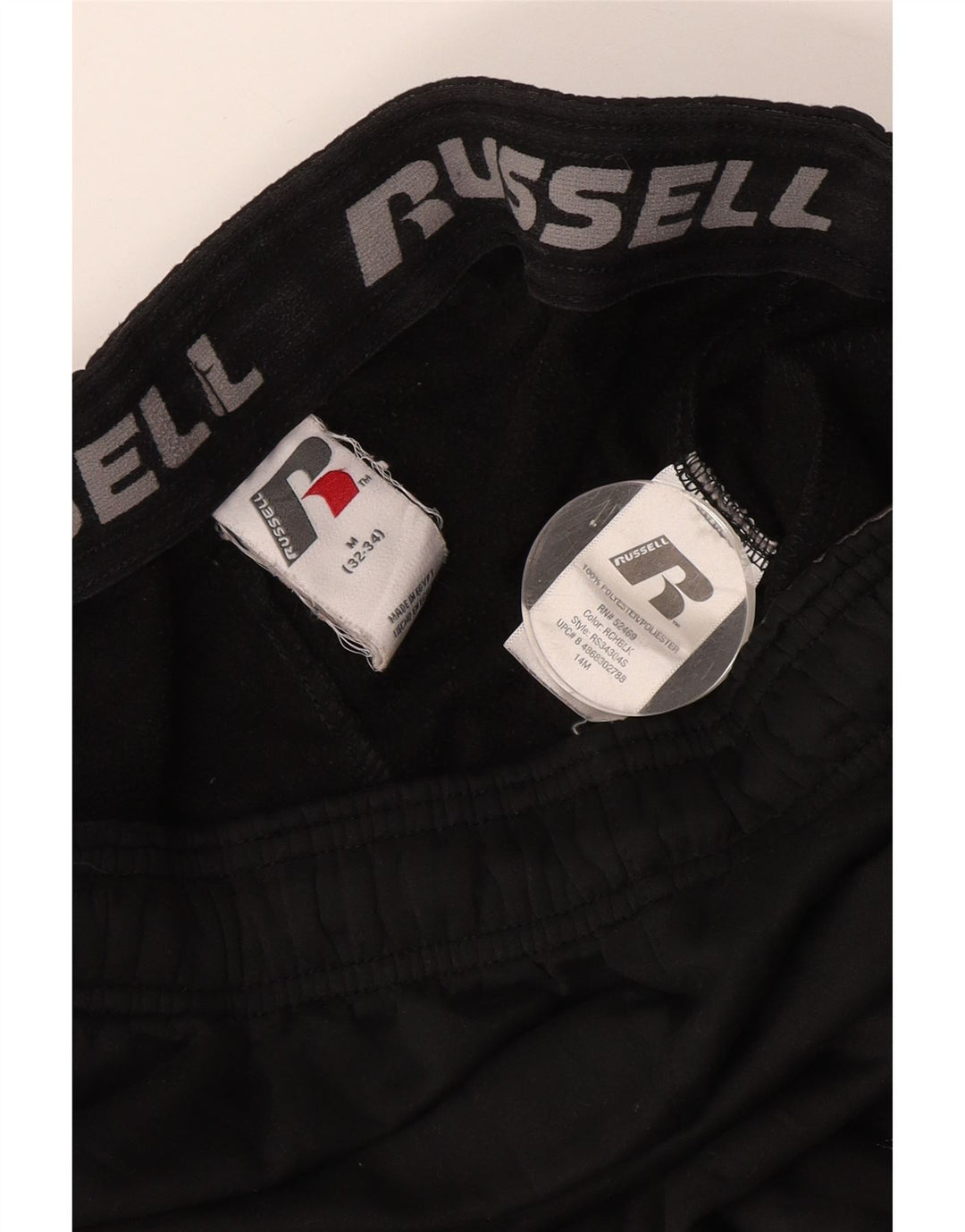 Pantaloni de trening Russell Athletic pentru bărbați, poliester mediu negru