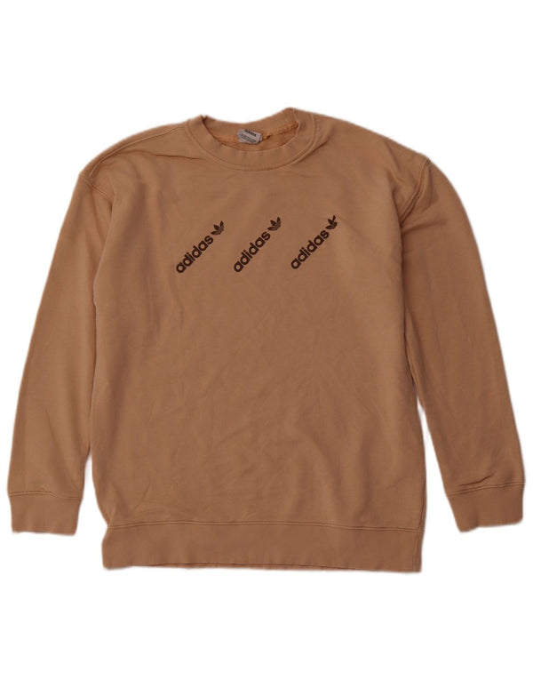 Hanorac grafic pentru bărbați ADIDAS Pulover Sport din bumbac maro mediu