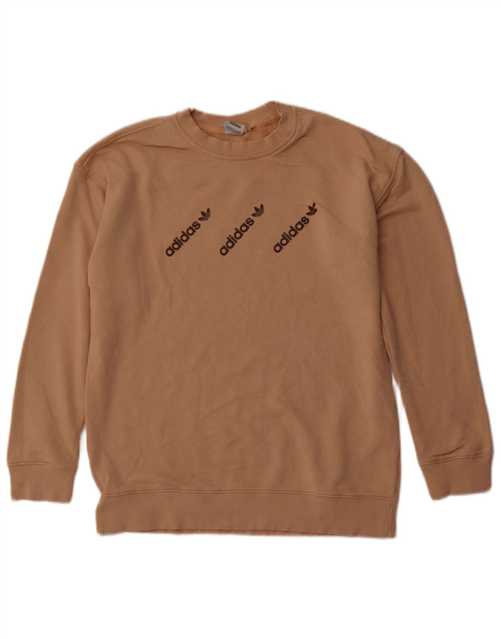 Hanorac grafic pentru bărbați ADIDAS Pulover Sport din bumbac maro mediu