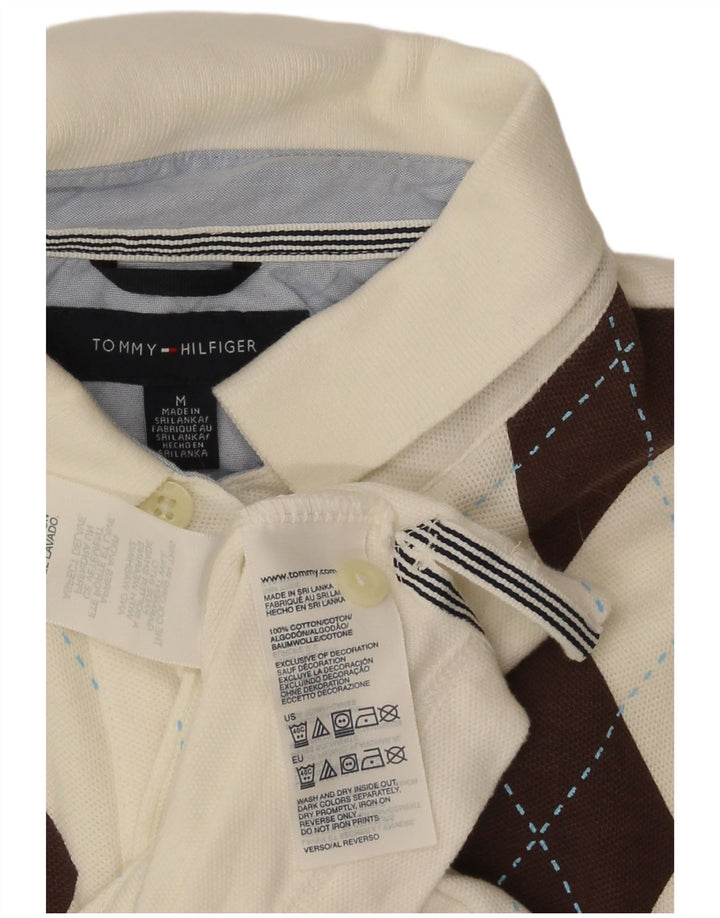 Tricou polo Tommy Hilfiger pentru bărbați, alb mediu, bumbac Argyle/Diamond