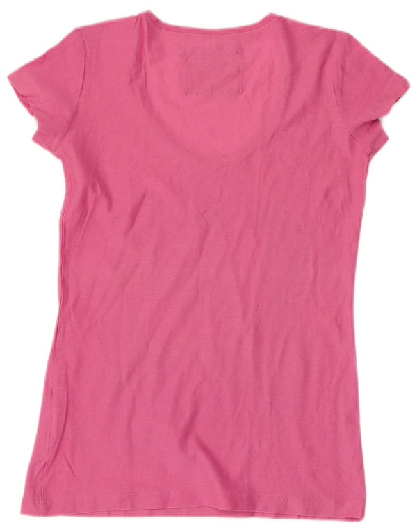 CALVIN KLEIN JEANS Tricou cu grafic pentru femei Top UK 10 Small Pink Bumbac