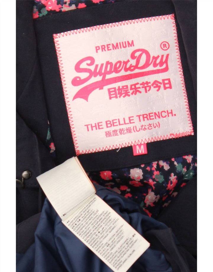 Trench pentru femei Superdry UK 14 Medium Bleumarin Bumbac