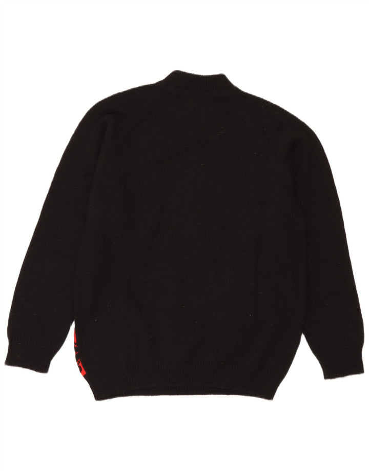 Pulover Vintage pentru bărbați, cu fermoar, cu gât, mediu, negru, Fair Isle