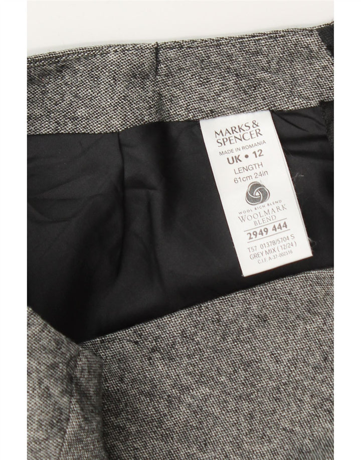 Fustă în formă de A pentru femei Marks & Spencer UK 12 Medium W30 Lână nouă cu pete gri
