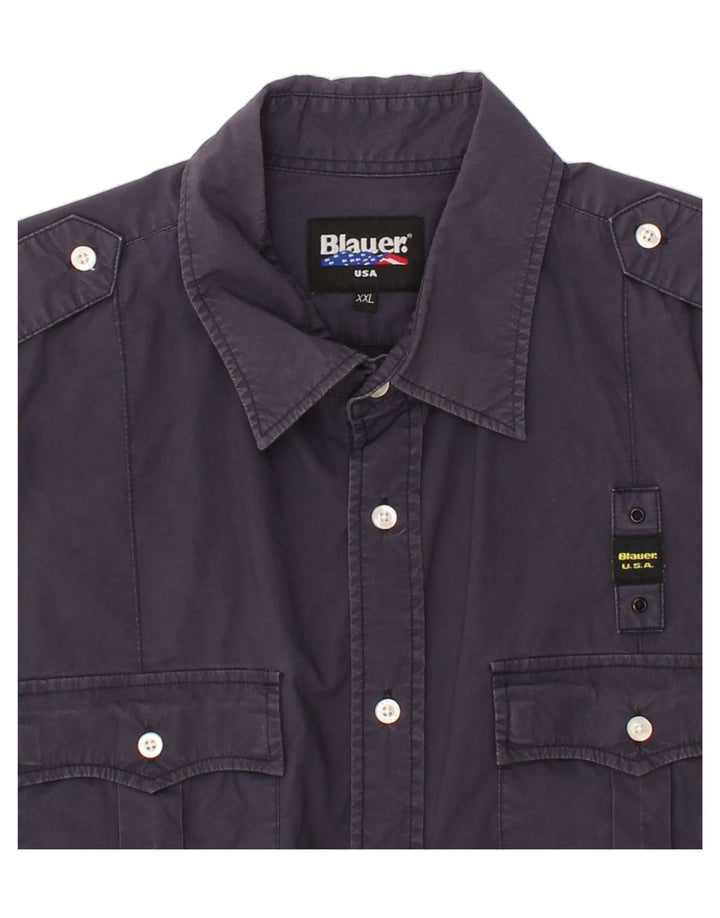 Cămașă cu mânecă scurtă pentru bărbați BLAUER 2XL bumbac bleumarin