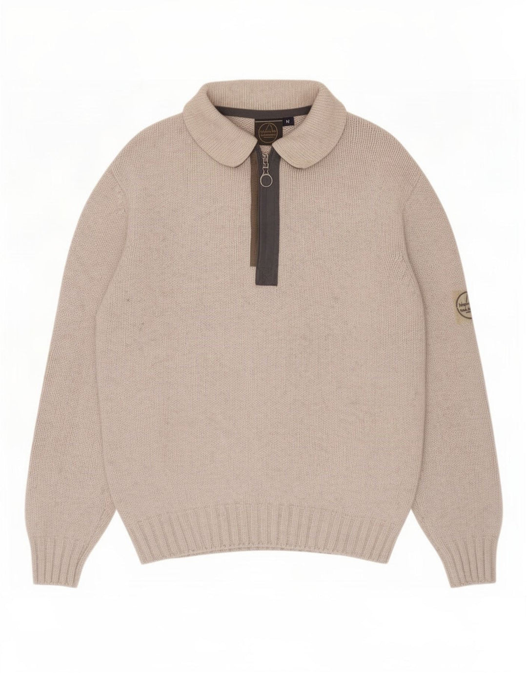 Pulover pentru bărbați cu gât polo Murphy & Nye, lână color bloc, gri mediu