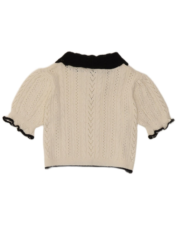 Bluză Crop tricot pentru femei Zara UK 10, alb, color block