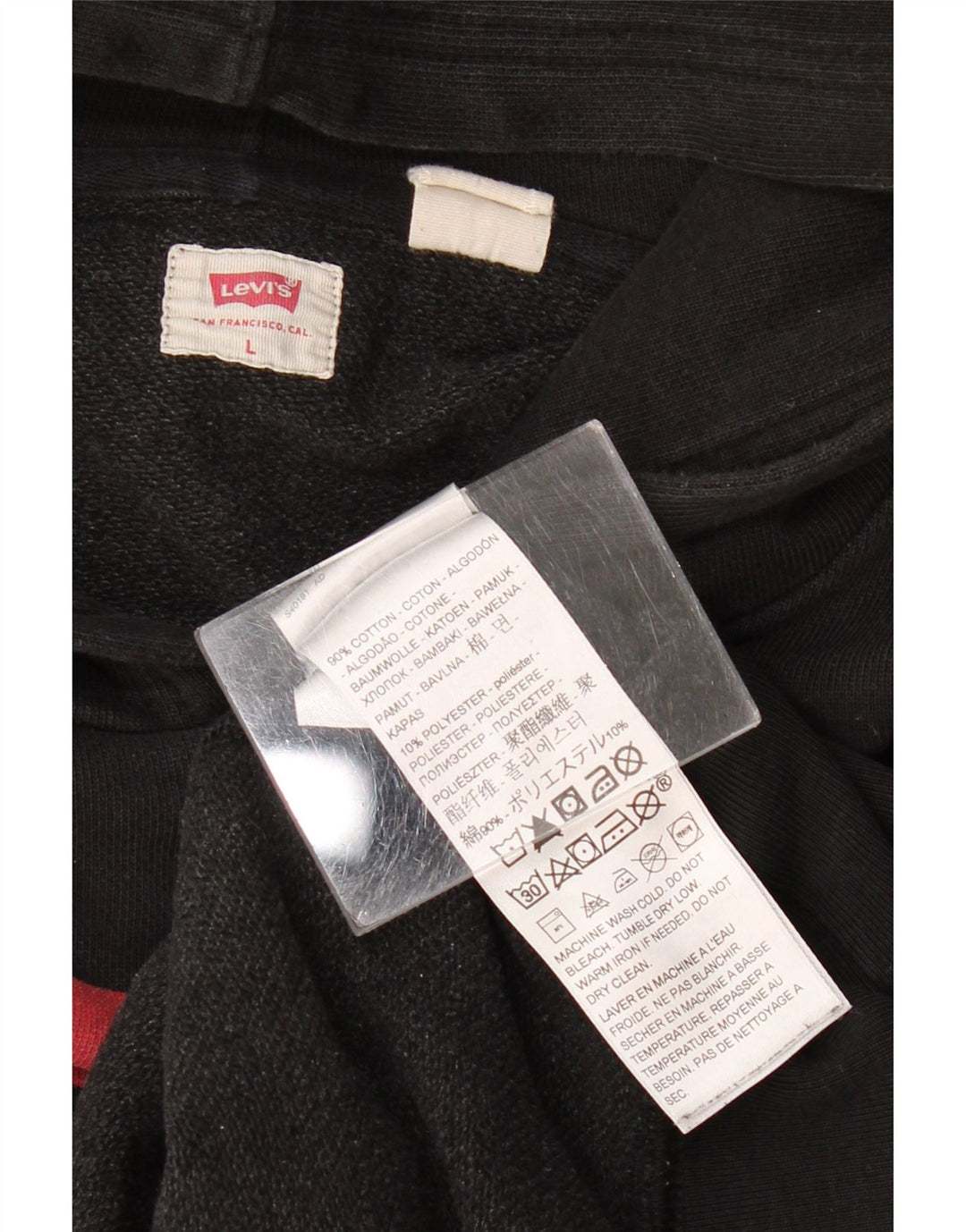 Pulover cu glugă cu grafică LEVI'S pentru femei UK 16, mare, negru, bumbac
