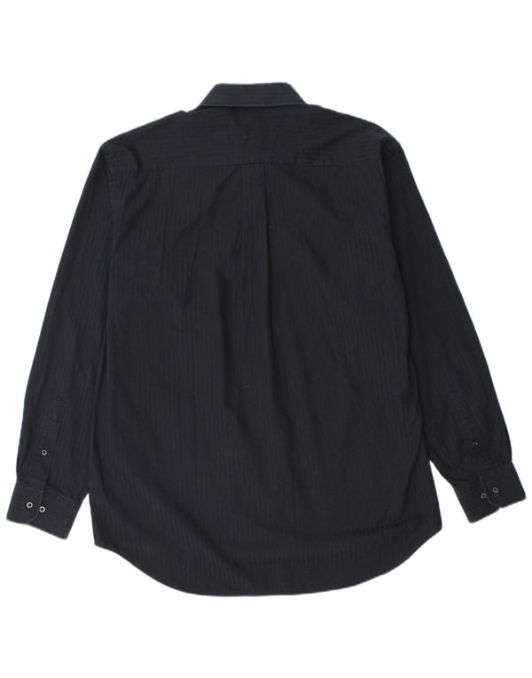 Ben Sherman Mens Shirt Size 16 Large Navy Blue Pinstripe Cotton