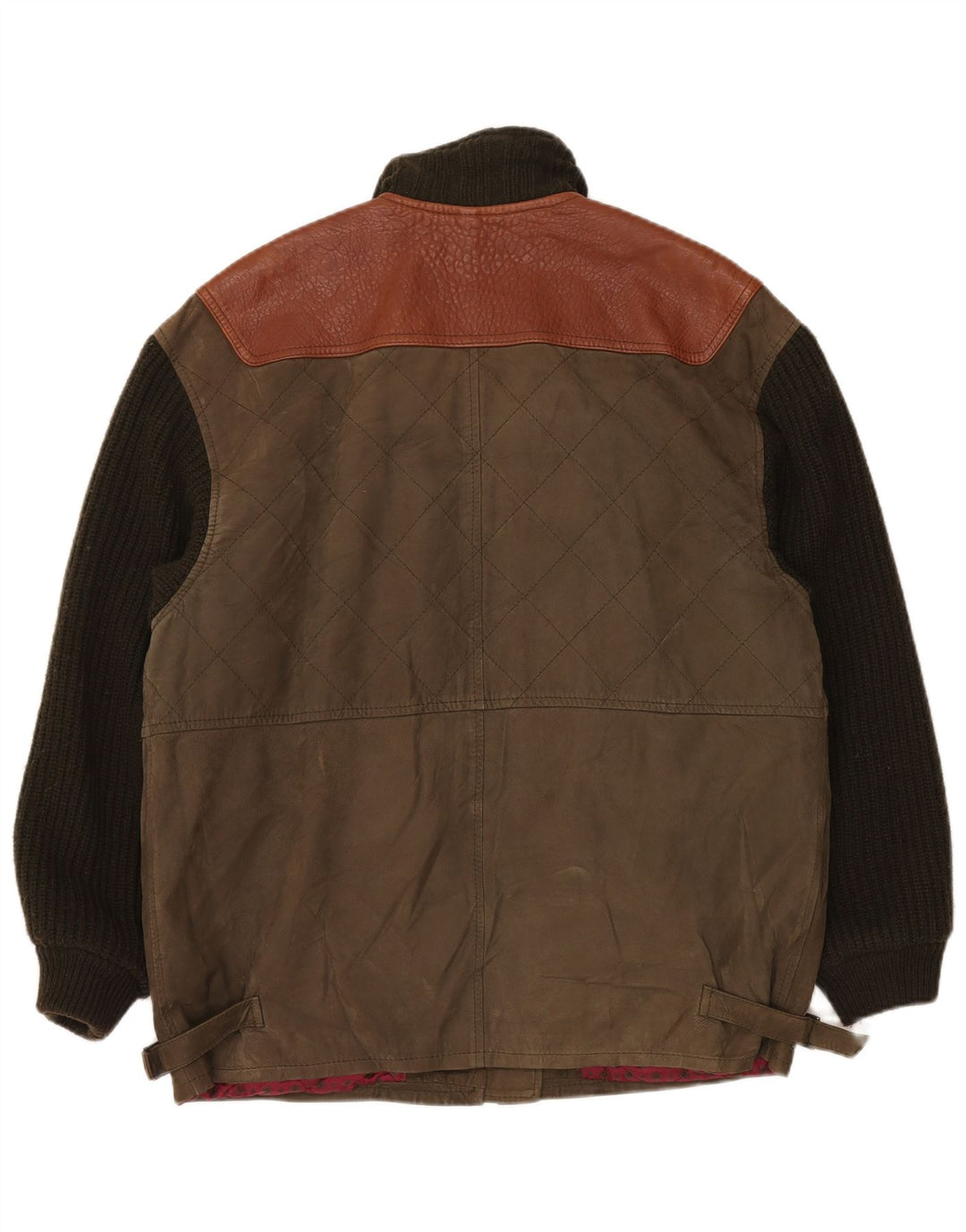 Jachetă din piele vintage pentru bărbați UK 42 XL Kaki Colorblock Clasic