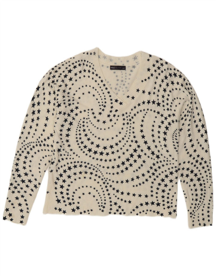 Marks & Spencer Pulover cu decolteu în V pentru femei UK 14 Large White