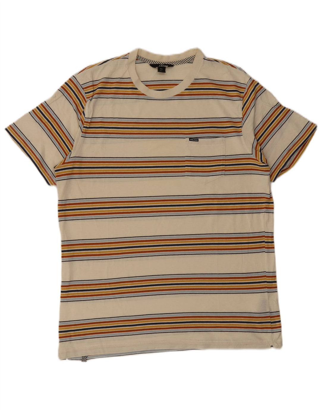Tricou pentru bărbați Volcom Top mare, bej, cu dungi din bumbac