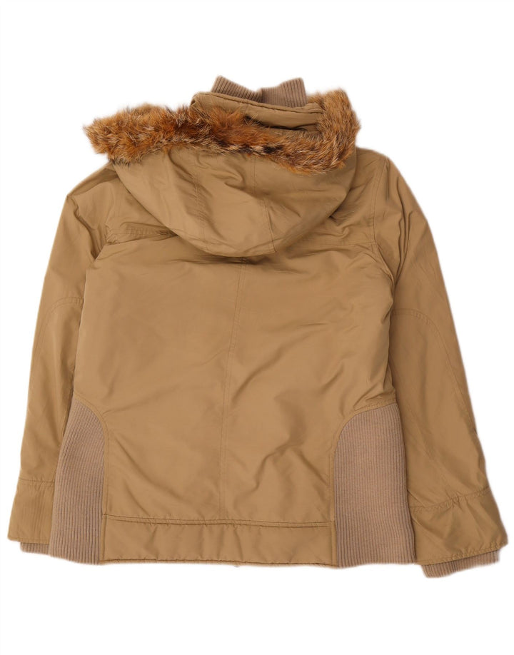 Jachetă căptușită cu glugă Woolrich pentru femei UK 16, mare, bej, poliester