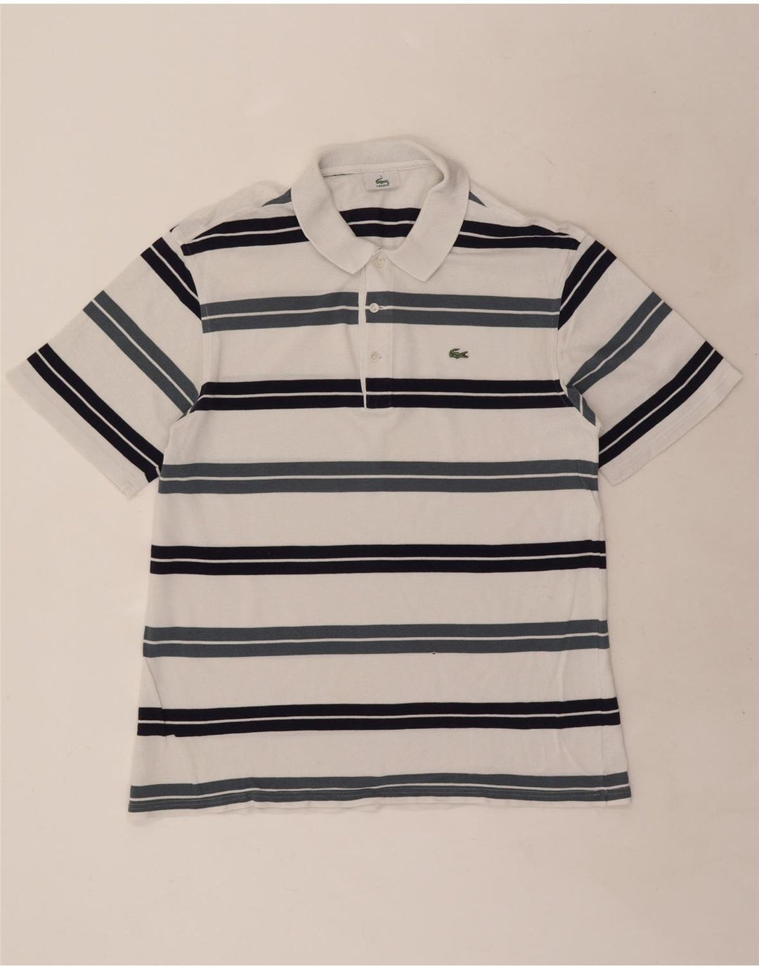 Tricou polo Lacoste pentru bărbați, mărimea 5, mare, cu dungi albe
