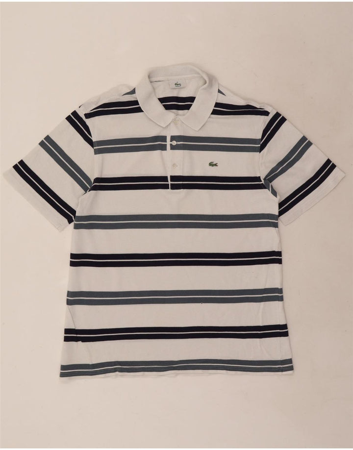 Tricou polo Lacoste pentru bărbați, mărimea 5, mare, cu dungi albe