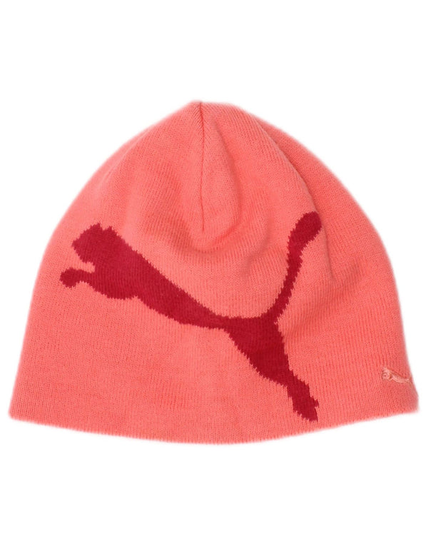 Puma Girls Graphic Beanie Hat One Size Pink Colourblock Cotton