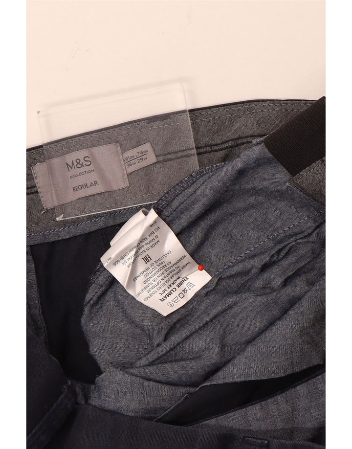 Pantaloni chino obișnuiți pentru bărbați Marks & Spencer L36 L29 Bumbac bleumarin