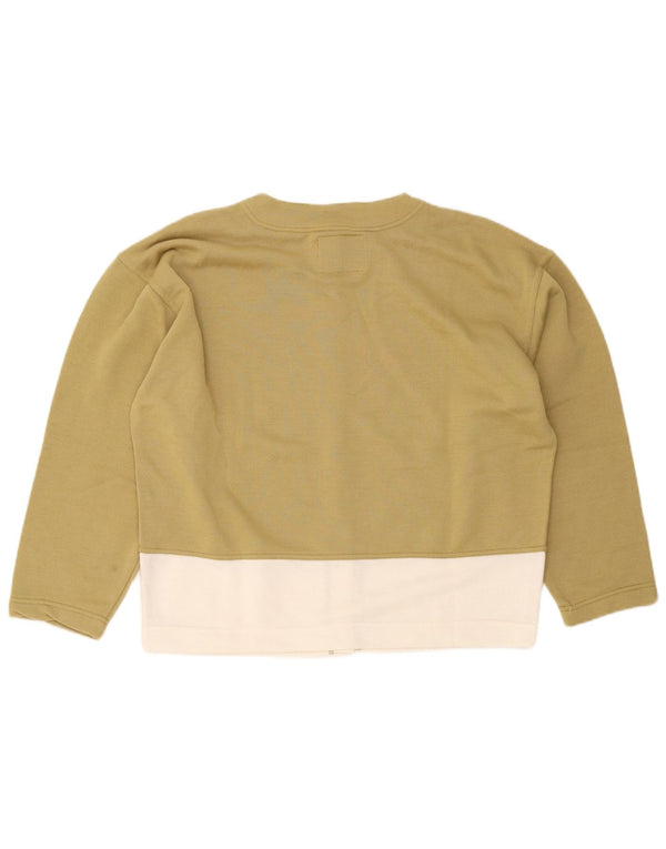 Pulover cardigan supradimensionat vintage pentru femei UK 14 Medium Khaki Colorblock