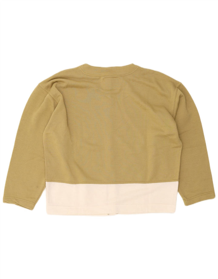 Pulover cardigan supradimensionat vintage pentru femei UK 14 Medium Khaki Colorblock