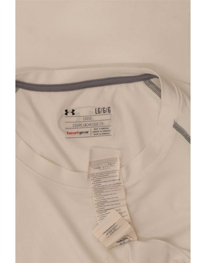 Under Armour Heat Gear Top cu mânecă lungă, mare, alb, poliester