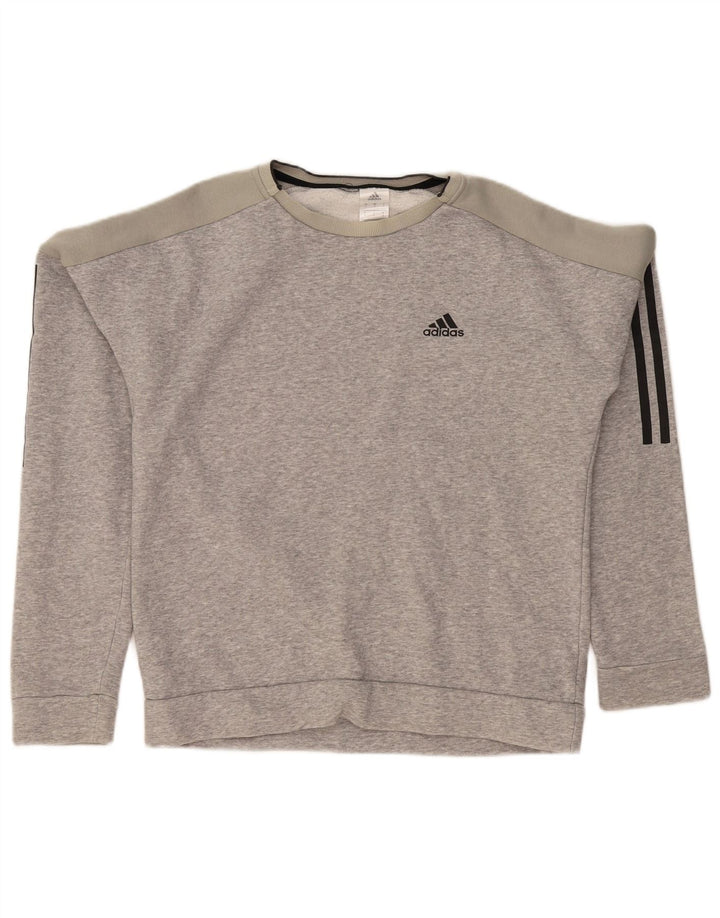 Hanorac pentru bărbați Adidas Jumper mic, gri, bumbac color bloc