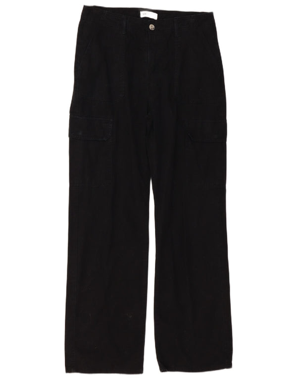 ZARA Womens Straight Cargo Trousers EU 40 Medium W30 L31 Black