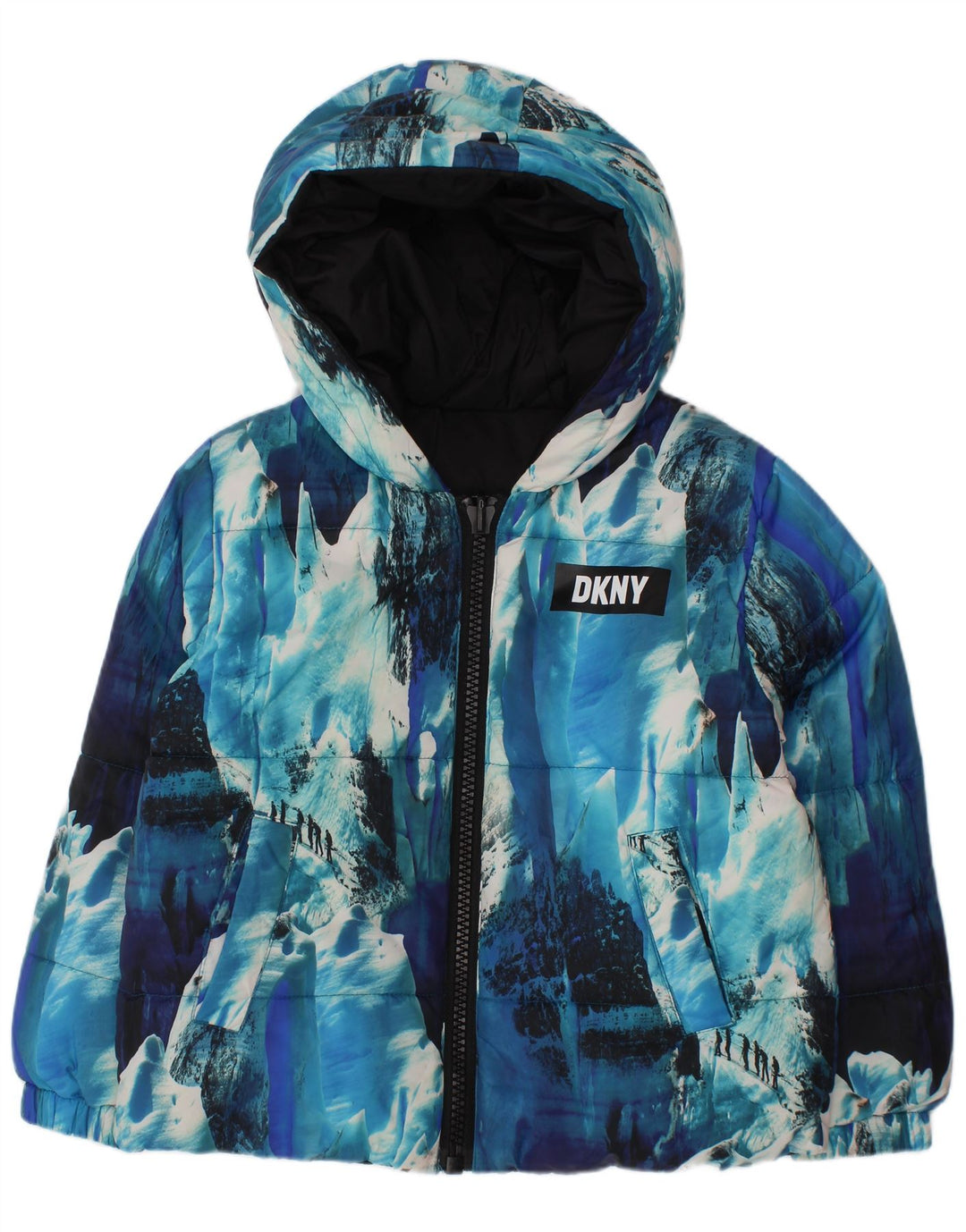 Dkny Boys Jachetă căptușită reversibilă cu glugă 3-4 ani Blue Tie Dye Poliester