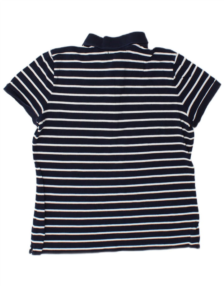 Tricou polo RALPH LAUREN pentru femei UK 16 mare bumbac cu dungi bleumarin