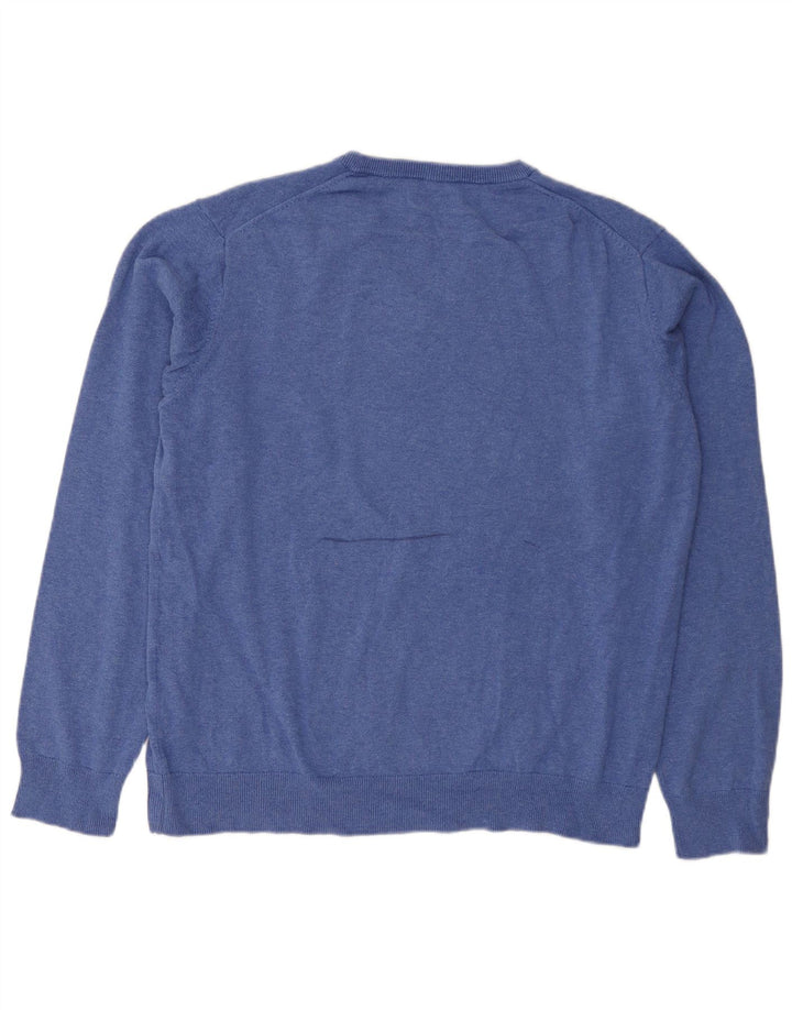 Pulover pentru bărbați Gant cu decolteu în V, XL, bumbac, albastru