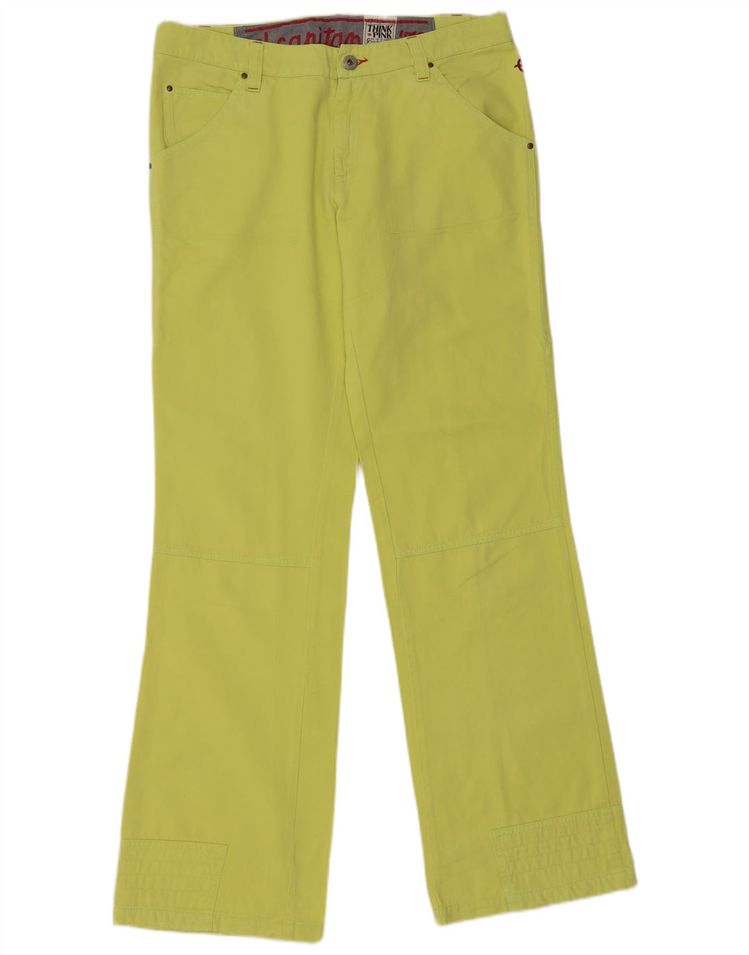 Pantaloni cargo drepti pentru femei Think Pink IT 46 Large W32 L33 Green Bumbac