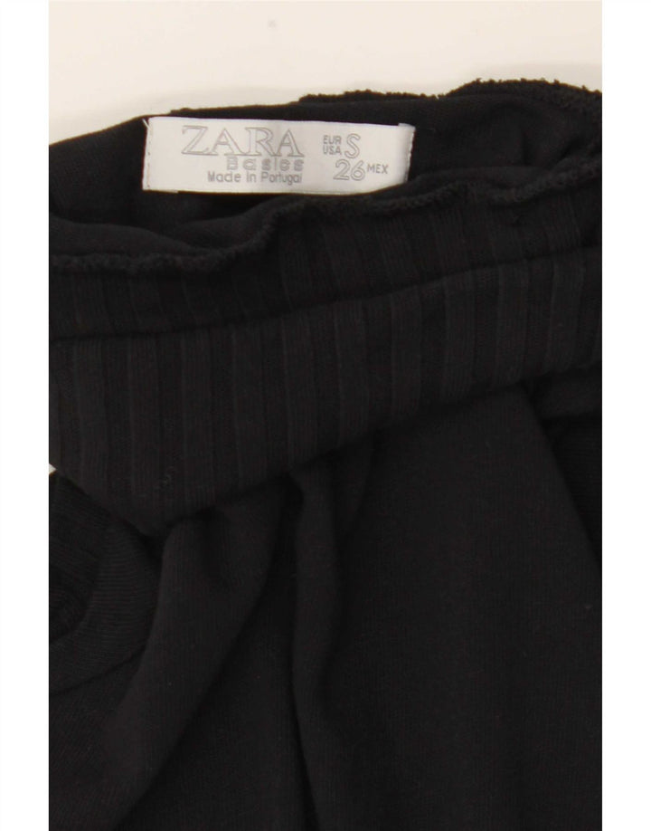 Pulover pentru femei Zara, cu mânecă scurtă, cu gât cu nasturi, UK 8 Mic Negru