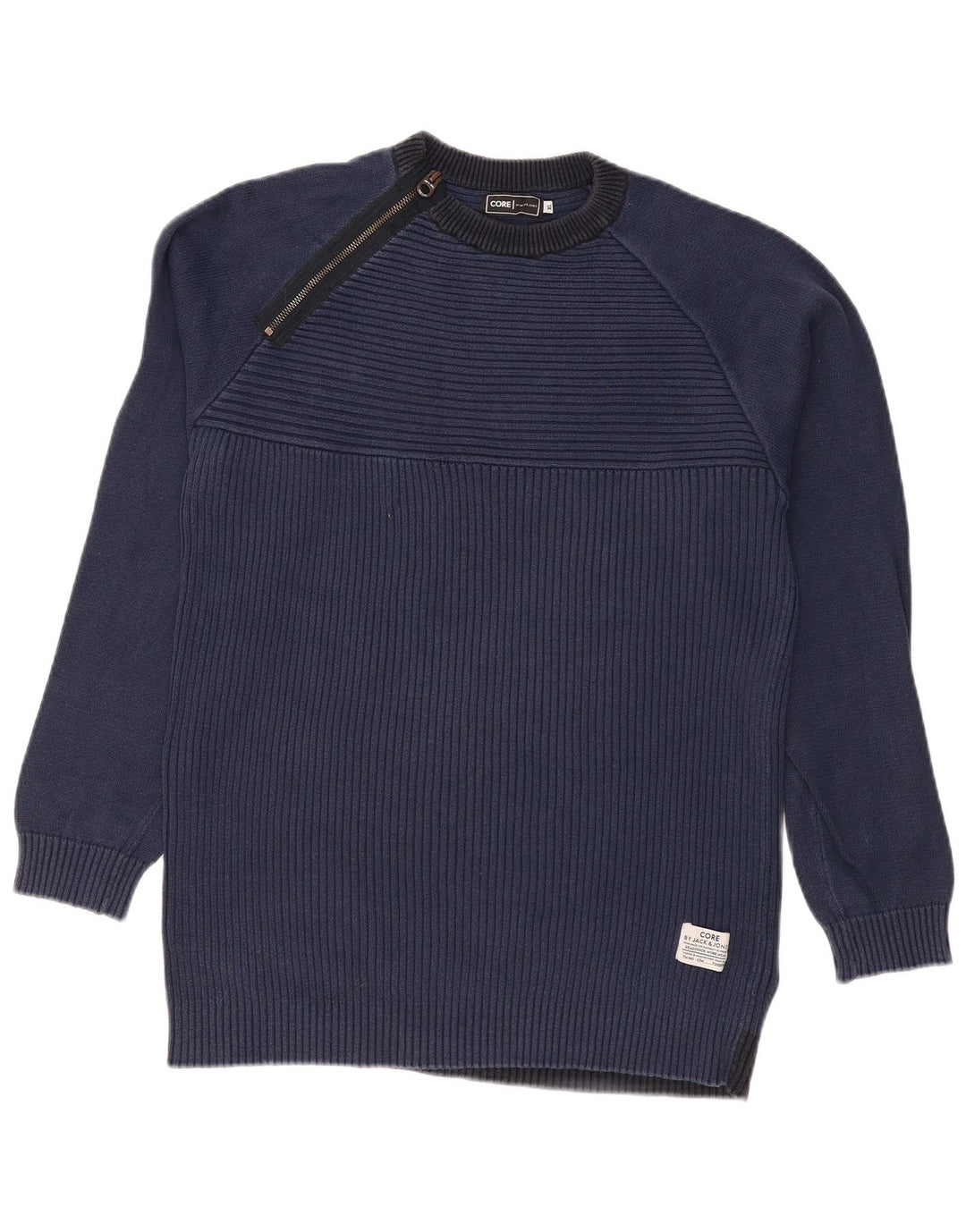 JACK & JONES Pulover pentru bărbați de bază cu fermoar și gât, XL, bleumarin, color block