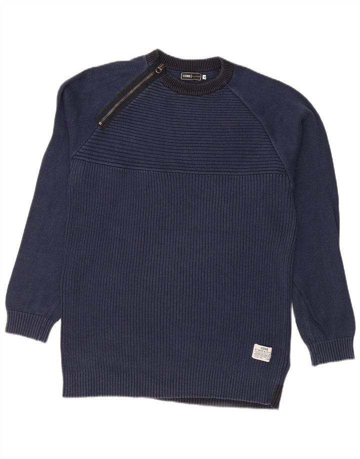 JACK & JONES Pulover pentru bărbați de bază cu fermoar și gât, XL, bleumarin, color block