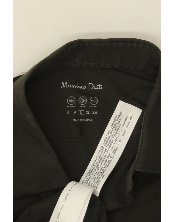 Cămașă Massimo Dutti pentru bărbați, bumbac verde mare