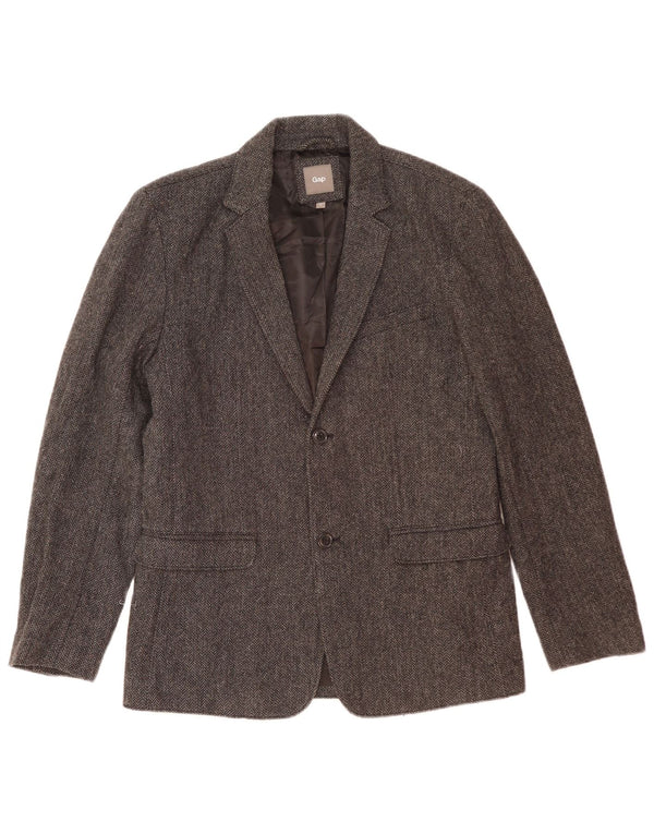 Gap Mens 2 Button Blazer Jacket UK 38 Medium Grey Herringbone Wool