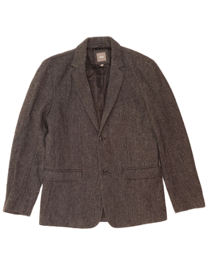Gap Mens 2 Button Blazer Jacket UK 38 Medium Grey Herringbone Wool