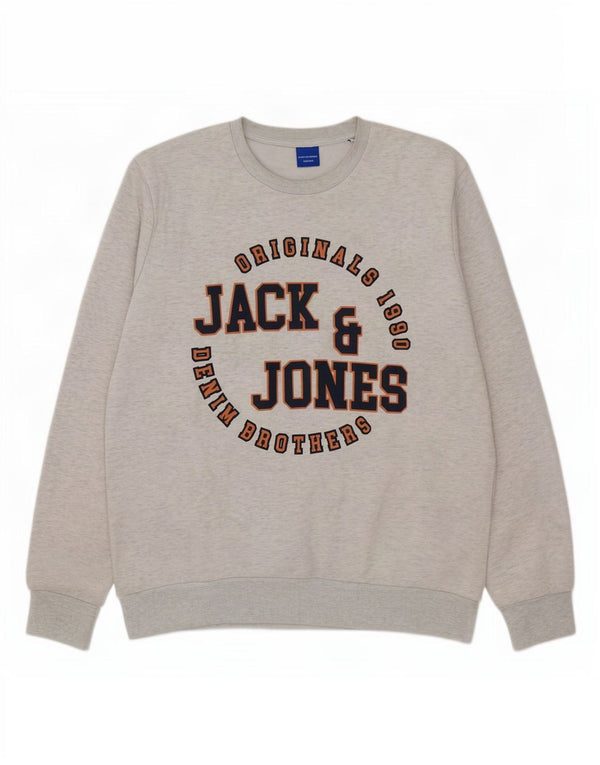 Pulover cu grafic pentru bărbați Jack & Jones, XL, bumbac cu pete gri