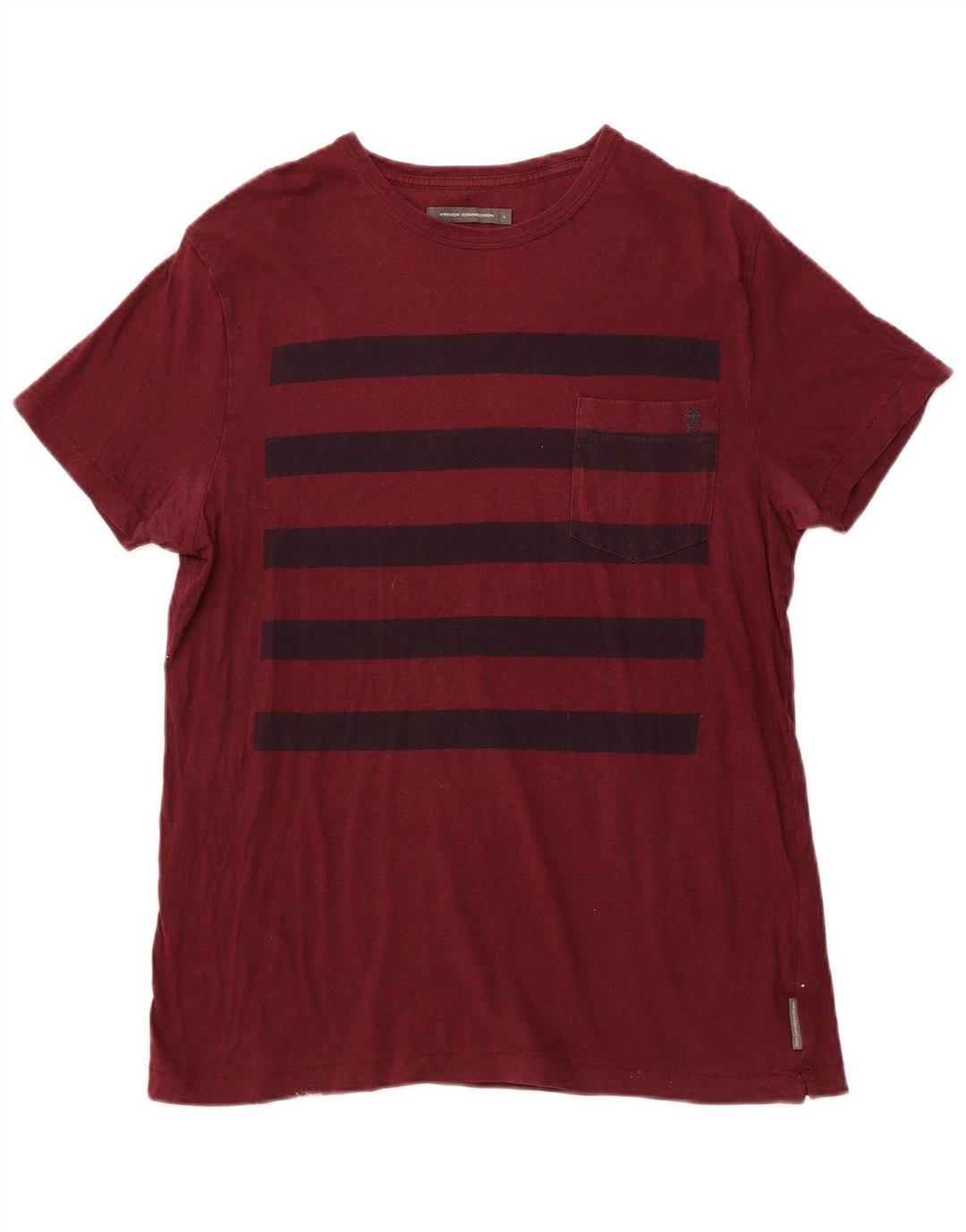 FRENCH CONNECTION Tricou pentru bărbați Top mare din bumbac cu dungi bordeaux