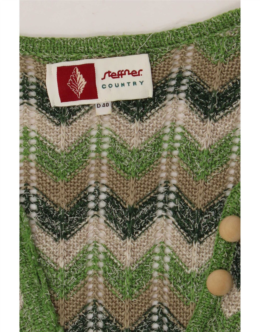Pulover Steffner pentru femei Crop Cardigan EU 40 Medium Green Chevron