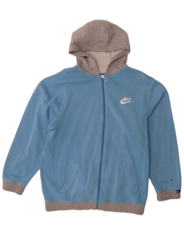 Pulover Nike pentru băieți, cu fermoar, 13-14 ani, XL, albastru, bumbac color bloc