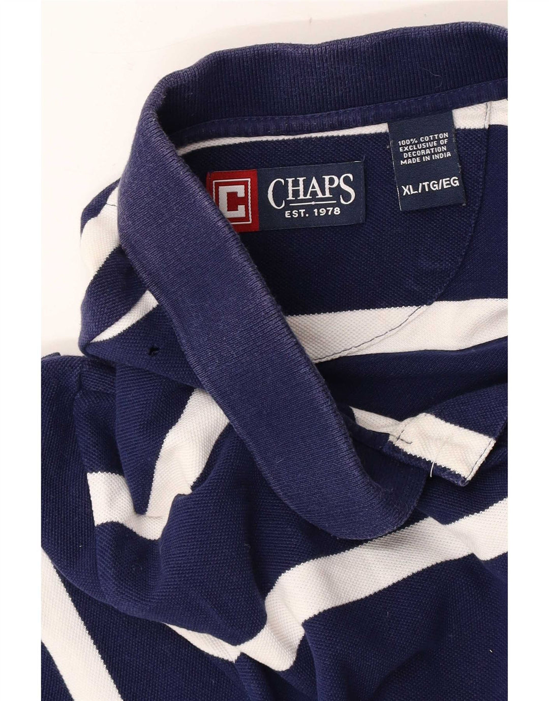 Cămașă polo pentru bărbați Chaps XL, bumbac cu dungi, albastru bleumarin