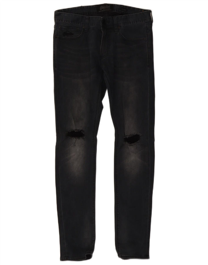 SUPERDRY Blugi skinny învechiți pentru bărbați W32 L32 bumbac negru