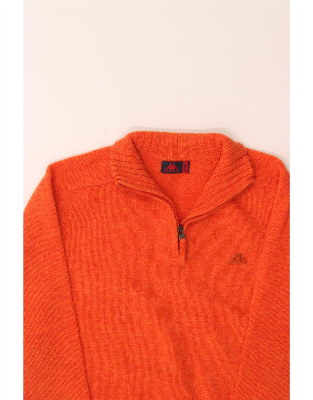 KAPPA Womens Zip Neck Jumper Sweater UK 14 Medium Orange New Wool Vintage Kappa and Second-Hand Kappa from Messina Hembry 
