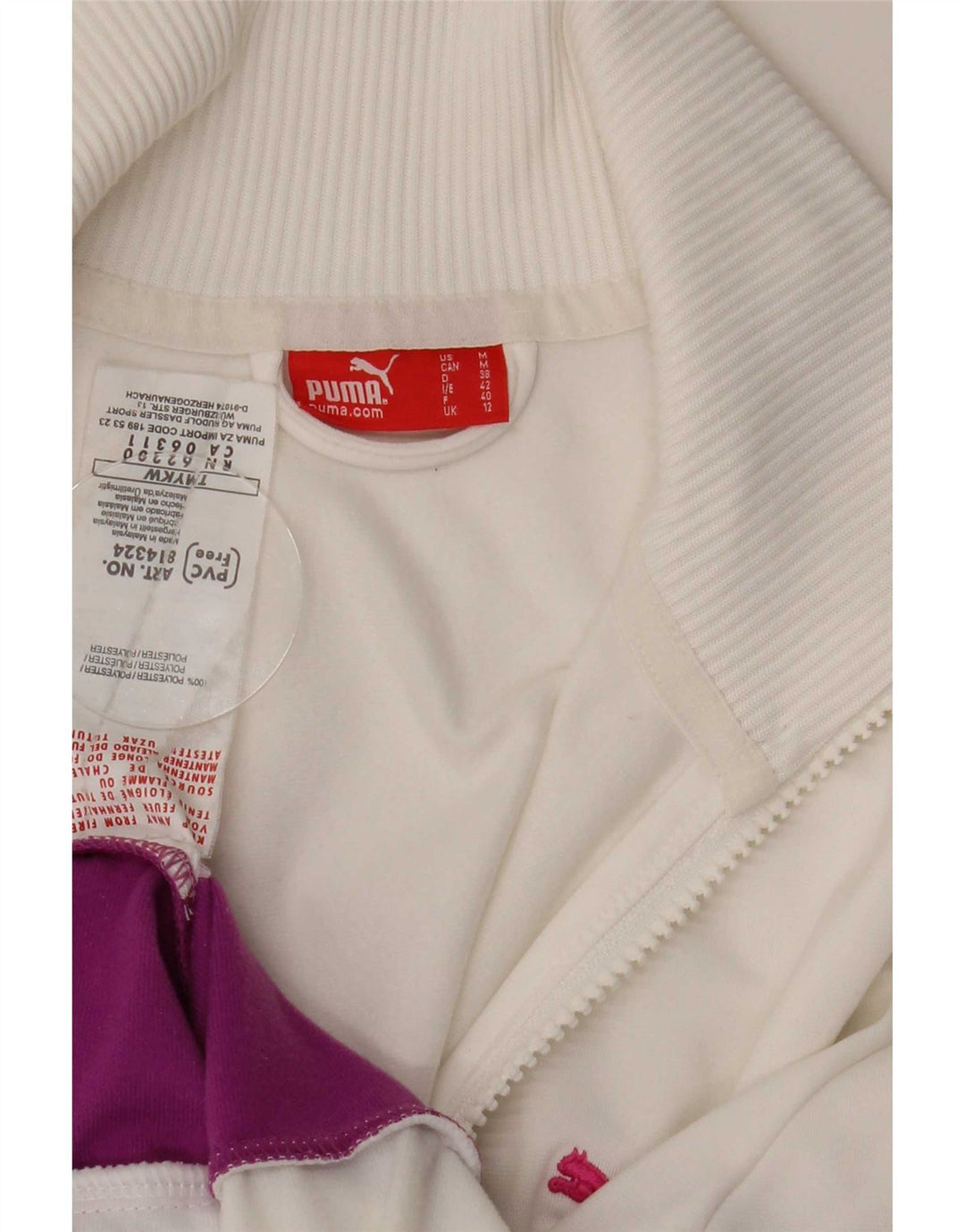 Jachetă de trening Puma pentru femei UK 12 Medium White Colorblock Poliester