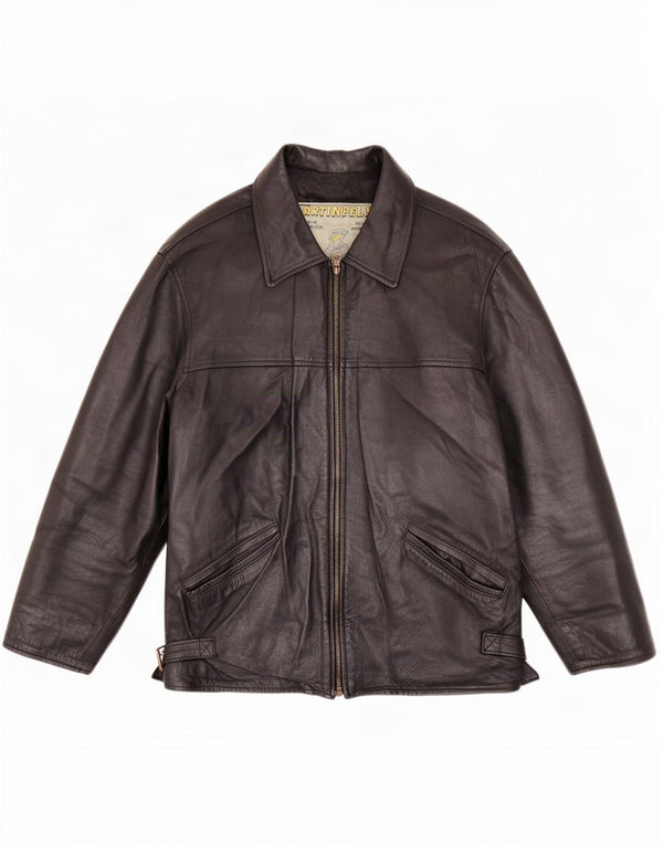Vintage Mens Leather Jacket IT 48 Medium Black