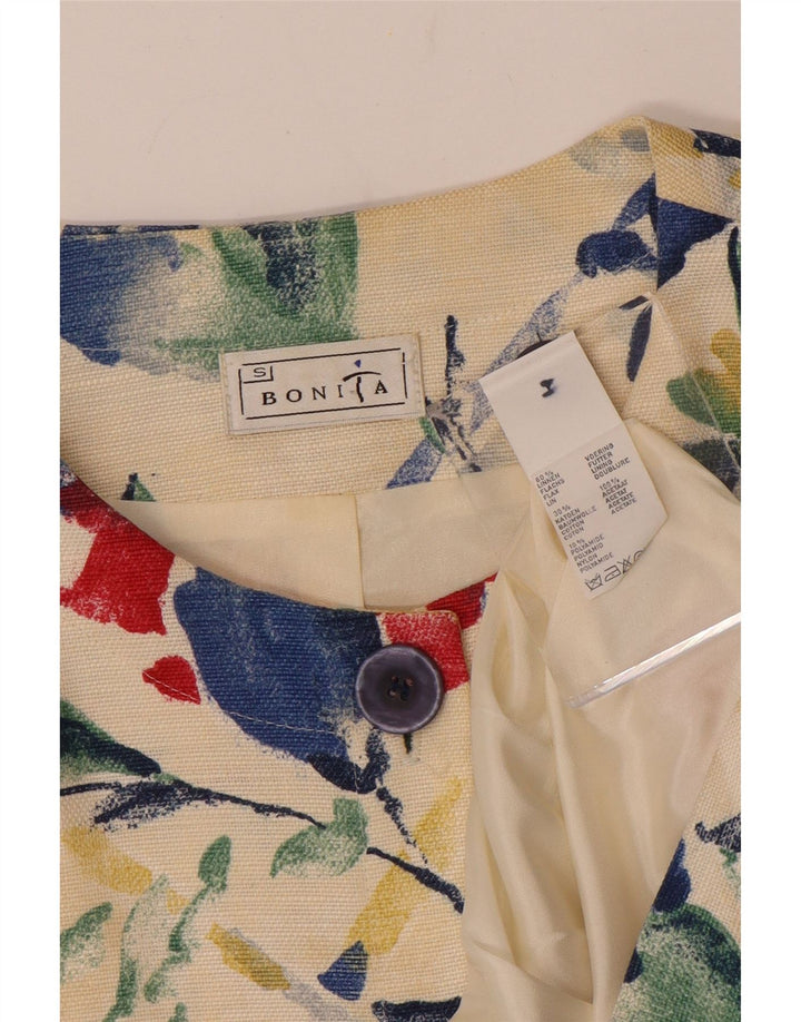 BONITA Jachetă Blazer Crop 4 Buttons pentru Damă UK 10 Mic Multicolor Floral