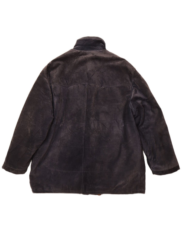 Jachetă vintage pentru bărbați din piele intoarsa IT 52 XL din piele albastru bleumarin